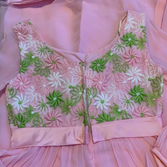 Vintage Ladies Union Floral Hand Embroidered Dress S - Picture 10 of 13